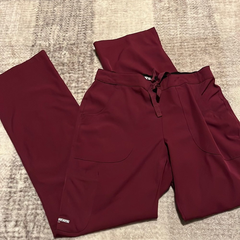 BURGUNDY SCRUB PANTS ATHLETIC MATERIAL